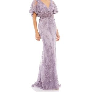 BRAND NEW MAC DUGGAL VINTAGE LILAC FLUTTER SLEEVE EVENING GOWN #67493